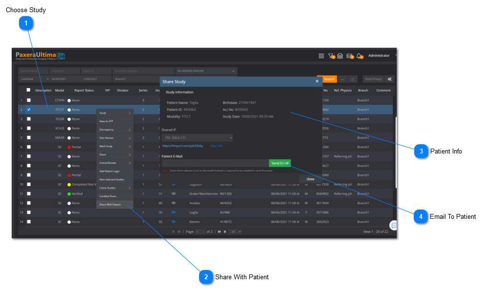 20.1.3.1. Create Share Links for Patients