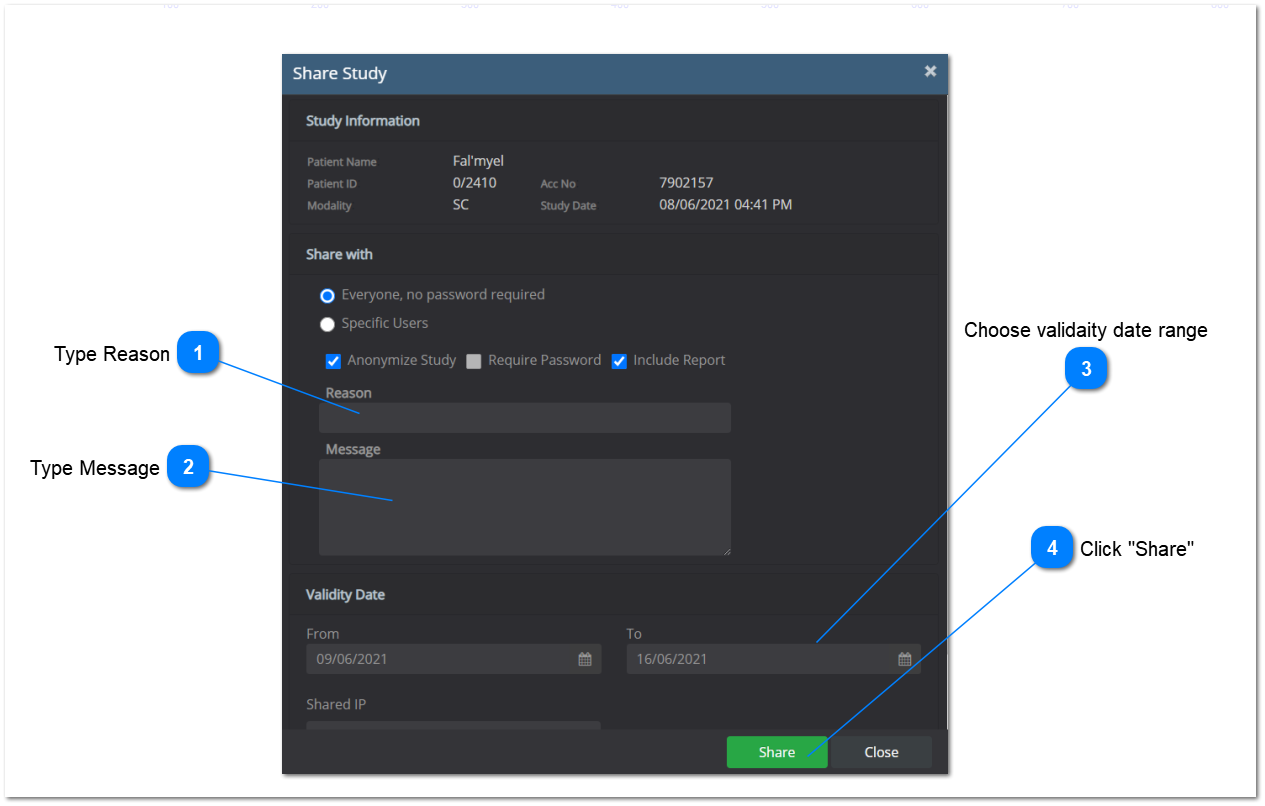 6.4.0. Share Study Using Secure URL